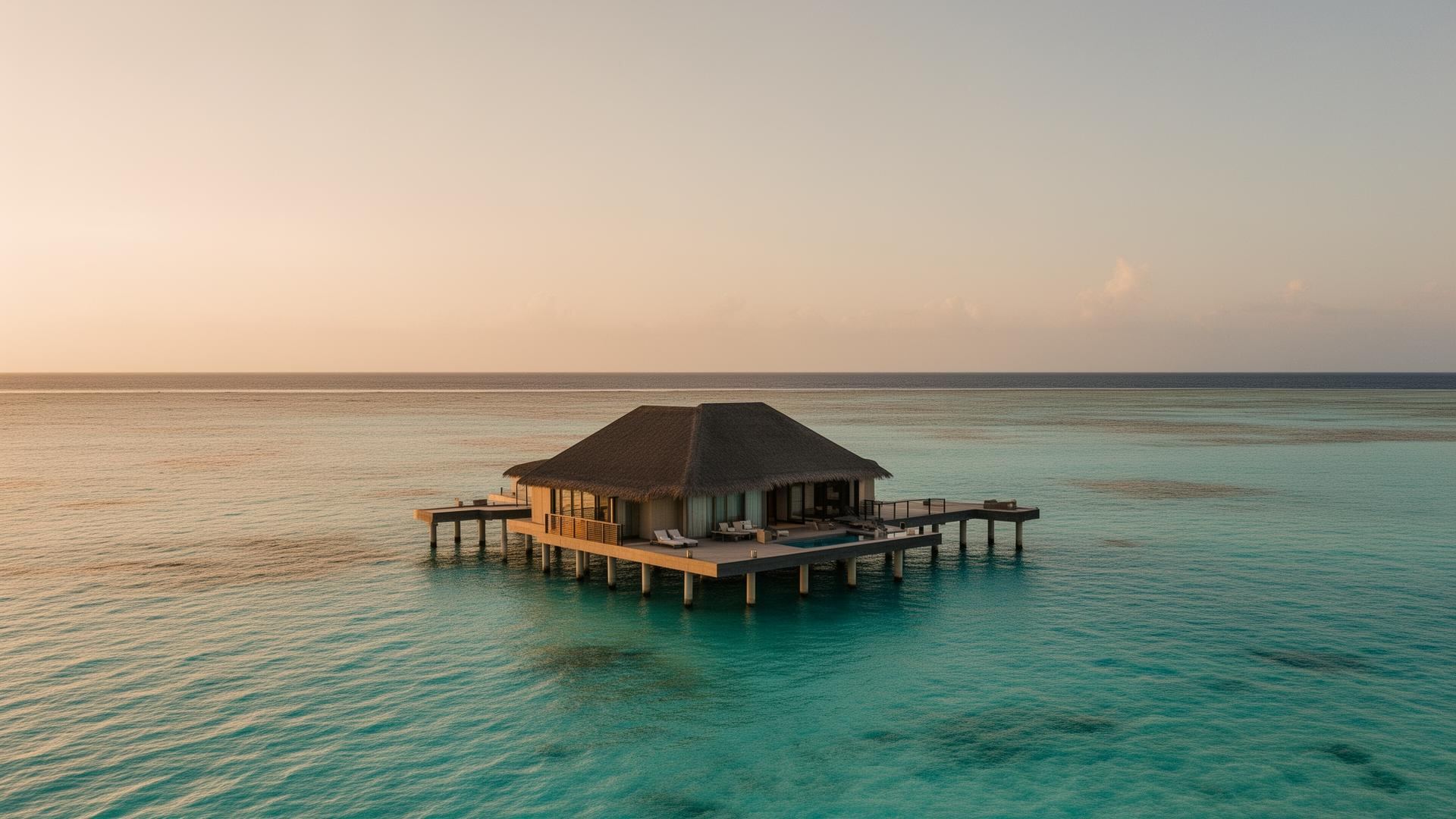Turquoise lagoon from above